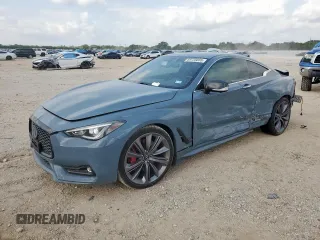 2021 Infiniti Q60 Red Sport 400 with VIN JN1FV7LL4MM560793, listed as a Copart auction lot 59725855 with 54,162 mi miles and Salvage title. Bid and sale history available at DreamBid. Image 1.