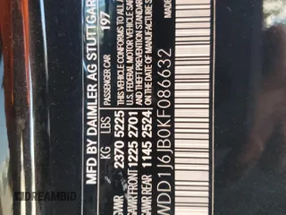 2019 Mercedes-Benz E-Class E 450 with VIN WDD1J6JB0KF086632, listed as a Copart auction lot 57780964 with 93,543 mi miles and Salvage Title. Bid and sale history available at carsss.com. Image 12.