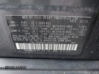 2013 Subaru Outback 2.5i with VIN 4S4BRBAC0D3284717, listed as a IAAI auction lot 42520183 with 178,240 mi miles and . Bid and sale history available at DreamBid. Image 9.