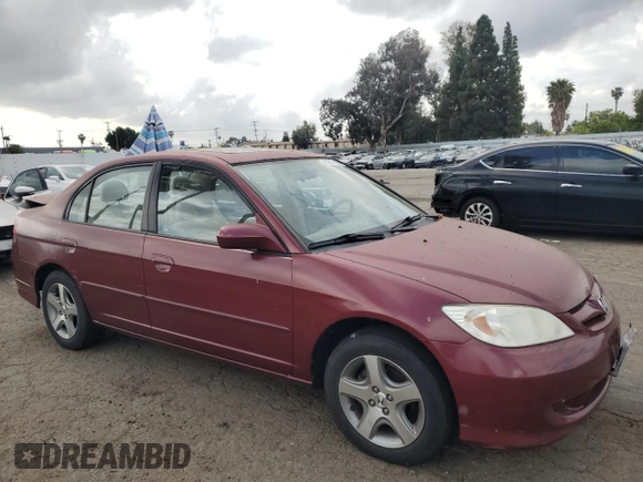 2004 Honda Civic EX with VIN 2HGES26724H639371, listed as a Copart auction lot 54617245 with 88,745 mi miles and Clean Title. Bid and sale history available at DreamBid. Image 4.