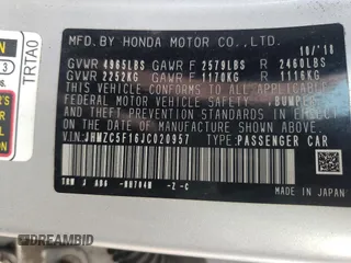2018 Honda Clarity Plug-In Hybrid with VIN JHMZC5F16JC020957, listed as a Copart auction lot 58103544 with 117,141 mi miles and Salvage Title. Bid and sale history available at carsss.com. Image 15.