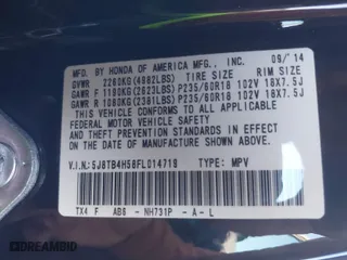 2015 Acura RDX Tech Pkg with VIN 5J8TB4H58FL014719, listed as a IAAI auction lot 41644050 with 149,075 mi miles. Bid and sale history available at carsss.com. Image 9.
