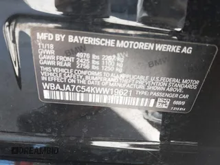 2019 BMW 5 Series 530i xDrive with VIN WBAJA7C54KWW19621, listed as a IAAI auction lot 41773506 with Not Provided miles. Bid and sale history available at carsss.com. Image 9.