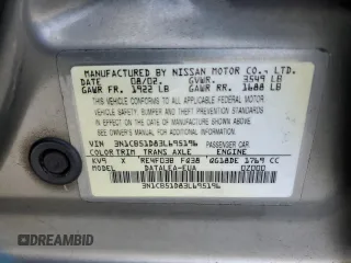 2003 Nissan Sentra XE with VIN 3N1CB51D83L695196, listed as a Copart auction lot 52225155 with 138,570 mi miles and Salvage Title. Bid and sale history available at DreamBid. Image 13.