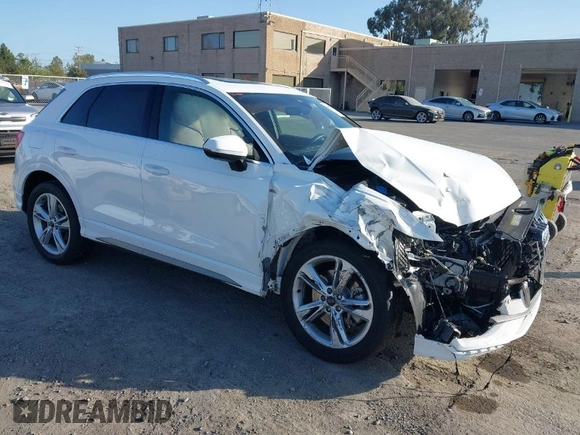 2021 Audi Q3 S line Premium Plus with VIN WA1EECF37M1044601, listed as a IAAI auction lot 41993498 with 15,300 mi miles and . Bid and sale history available at DreamBid. Image 1.