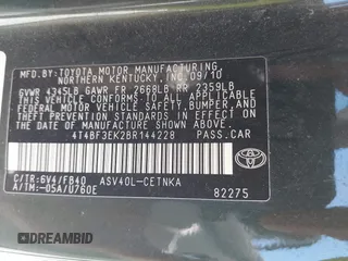 2011 Toyota Camry LE with VIN 4T4BF3EK2BR144228, listed as a IAAI auction lot 41754726 with 124,852 mi miles. Bid and sale history available at carsss.com. Image 9.