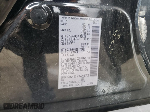 2014 Nissan Rogue SL with VIN 5N1AT2MV4EC762472, listed as a Copart auction lot 49321335 with 152,669 mi miles and Salvage Title. Bid and sale history available at carsss.com. Image 15.