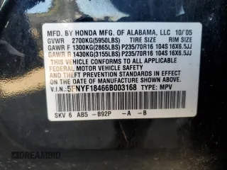 2006 Honda Pilot EX with VIN 5FNYF18466B003168, listed as a Copart auction lot 73733044 with 174,729 mi miles and Salvage Title. Bid and sale history available at DreamBid. Image 13.