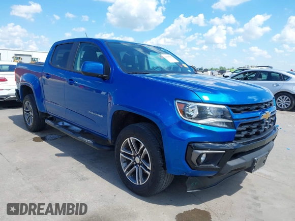 2021 Chevrolet Colorado 2WD LT z VIN 1GCGSCEN2M1156832, wystawiony jako IAAI lot #42060849 z przebiegiem 53 798 mil mil oraz . Historia ofert i sprzedaży dostępna na DreamBid. Obrazek 1.