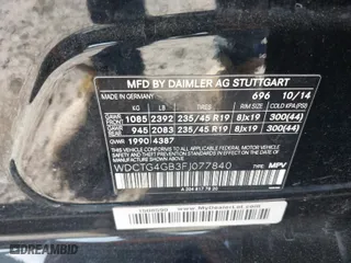 2015 Mercedes-Benz GLA-Class GLA 250 with VIN WDCTG4GB3FJ077840, listed as a IAAI auction lot 41701119 with NaN miles. Bid and sale history available at carsss.com. Image 9.