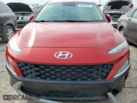2022 Hyundai Kona SE with VIN KM8K22ABXNU804283, listed as a Copart auction lot 73907404 with 0 mi miles and Non Repairable. Bid and sale history available at carsss.com. Image 5.