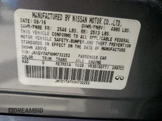 2017 Infiniti Q50 Premium z VIN JN1EV7APXHM732252, wystawiony jako Copart lot #50937795 z przebiegiem 109 219 mil mil oraz Szkody całkowita. Historia ofert i sprzedaży dostępna na DreamBid. Obrazek 12.