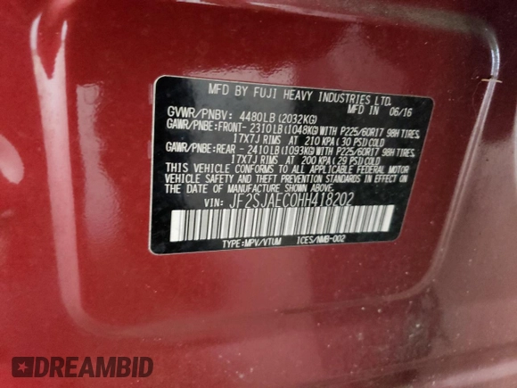 2017 Subaru Forester Premium with VIN JF2SJAEC0HH418202, listed as a Copart auction lot 49468265 with 126,792 mi miles and Salvage Title. Bid and sale history available at carsss.com. Image 14.