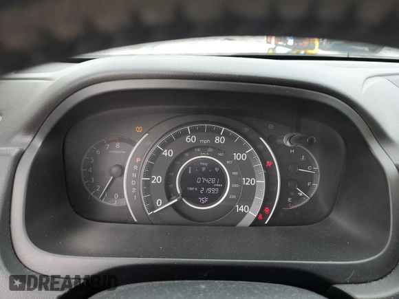 2012 Honda CR-V EX-L with VIN 5J6RM3H78CL042752, listed as a Copart auction lot 52116865 with 74,281 mi miles and Salvage Title. Bid and sale history available at carsss.com. Image 9.