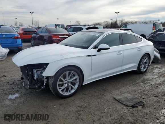 2020 Audi A5 Sportback Premium with VIN WAUANCF50LA004944, listed as a Copart auction lot 43199955 with 77,780 mi miles and Salvage Title. Bid and sale history available at carsss.com. Image 1.