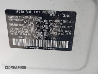 2017 Subaru Forester with VIN JF2SJABC2HH406735, listed as a IAAI auction lot 41869995 with 141,456 mi miles and . Bid and sale history available at DreamBid. Image 9.