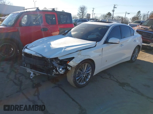 2019 Infiniti Q50 3.0t LUXE with VIN JN1EV7AP4KM510846, listed as a IAAI auction lot 41227412 with 96,222 mi miles. Bid and sale history available at carsss.com. Image 18.