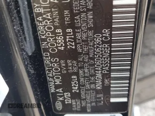2013 Kia Optima EX with VIN KNAGM4AD6D5062360, listed as a Copart auction lot 60754425 with 156,886 mi miles and Salvage title. Bid and sale history available at DreamBid. Image 12.