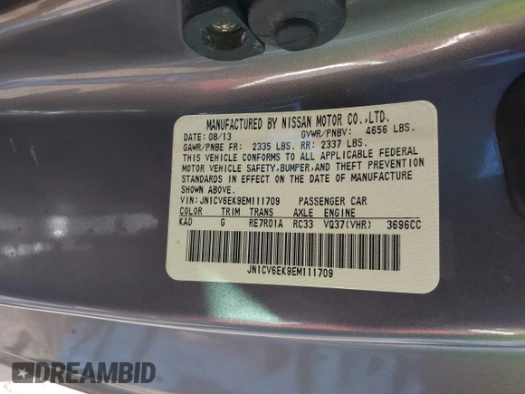 2014 Infiniti Q60 Coupe Journey with VIN JN1CV6EK9EM111709, listed as a IAAI auction lot 41207393 with 33,094 mi miles. Bid and sale history available at carsss.com. Image 9.