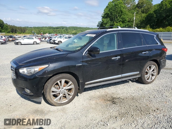 2014 Infiniti QX60 Hybrid with VIN 5N1CL0MM3EC515285, listed as a Copart auction lot 55140855 with 156,880 mi miles and Salvage Title. Bid and sale history available at DreamBid. Image 1.