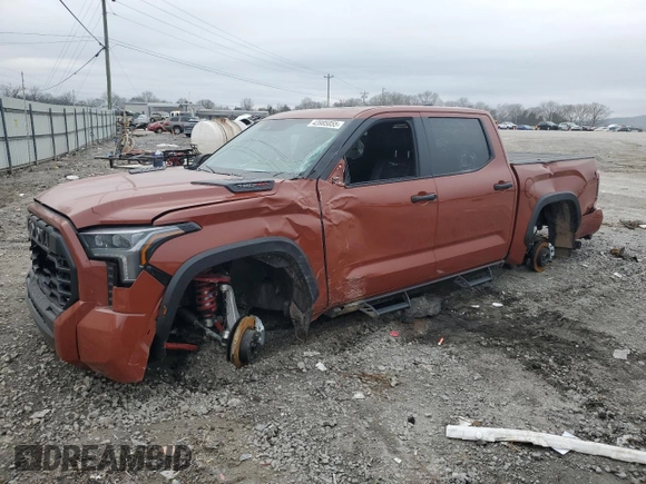 2024 Toyota Tundra TRD Pro Hybrid with VIN 5TFPC5DB6RX076616, listed as a Copart auction lot 43985855 with 7,273 mi miles and Salvage title. Bid and sale history available at DreamBid. Image 1.