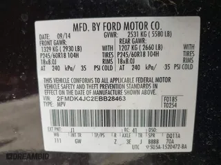 2014 Ford Edge SEL with VIN 2FMDK4JC2EBB28463, listed as a IAAI auction lot 41764728 with 195,441 mi miles. Bid and sale history available at carsss.com. Image 9.