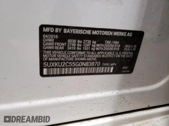 2016 BMW X6 xDrive35i with VIN 5UXKU2C55G0N83870, listed as a Copart auction lot 46881173 with 79,182 mi miles. Bid and sale history available at carsss.com. Image 12.