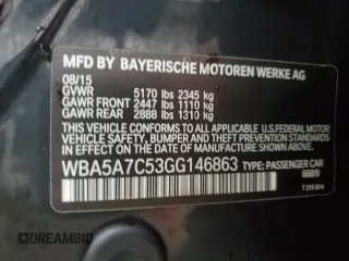 2016 BMW 5 Series 528i xDrive with VIN WBA5A7C53GG146863, listed as a Copart auction lot 52682925 with 162,383 mi miles and Salvage Title. Bid and sale history available at carsss.com. Image 12.