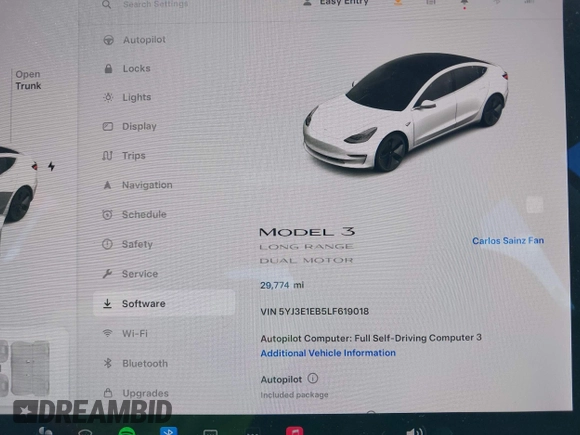 2020 Tesla Model 3 Long Range z VIN 5YJ3E1EB5LF619018, wystawiony jako IAAI lot #42131960 z przebiegiem 29 774 mil mil oraz . Historia ofert i sprzedaży dostępna na DreamBid. Obrazek 7.
