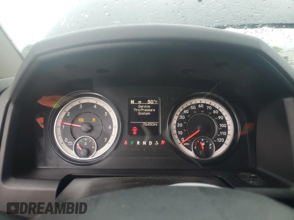 2018 Ram 1500 Express with VIN 1C6RR7FT8JS277905, listed as a Copart auction lot 57579305 with 76,450 mi miles and Salvage title. Bid and sale history available at DreamBid. Image 9.