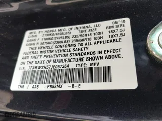 2018 Honda CR-V EX with VIN 7FARW2H57JE067364, listed as a IAAI auction lot 42005429 with 75,948 mi miles. Bid and sale history available at carsss.com. Image 9.