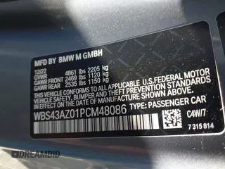 2023 BMW M4 Competition xDrive с VIN WBS43AZ01PCM48086, выставлен на аукционе IAAI как лот 40899240 с пробегом 9 597 миль миль и . История ставок и продаж доступна на DreamBid. Изображение 9.