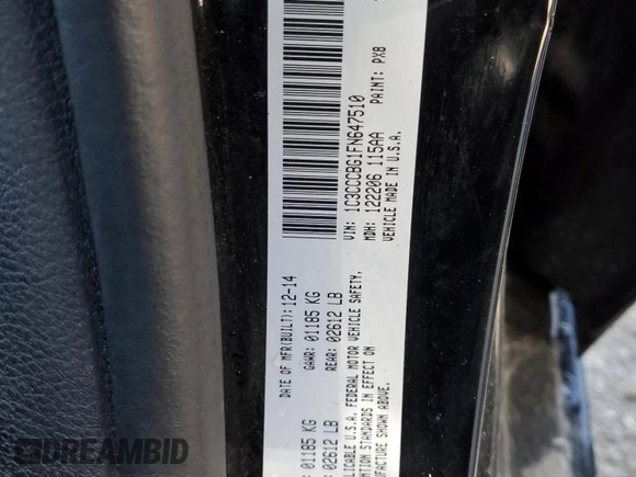 2015 Chrysler 200 S with VIN 1C3CCCBG1FN647510, listed as a Copart auction lot 48948775 with 131,252 mi miles and Salvage Title. Bid and sale history available at carsss.com. Image 14.