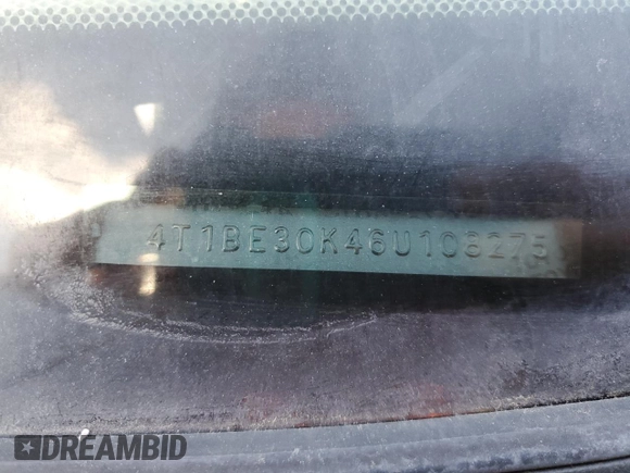 2006 Toyota Camry STD z VIN 4T1BE30K46U108275, wystawiony jako Copart lot #59905115 z przebiegiem 157 072 mil mil oraz Szkoda całkowita • Salvage title. Historia ofert i sprzedaży dostępna na DreamBid. Obrazek 12.