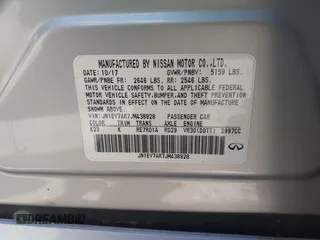 2018 Infiniti Q50 Luxe with VIN JN1EV7AR7JM438928, listed as a IAAI auction lot 42036766 with 125,149 mi miles and . Bid and sale history available at carsss.com. Image 9.