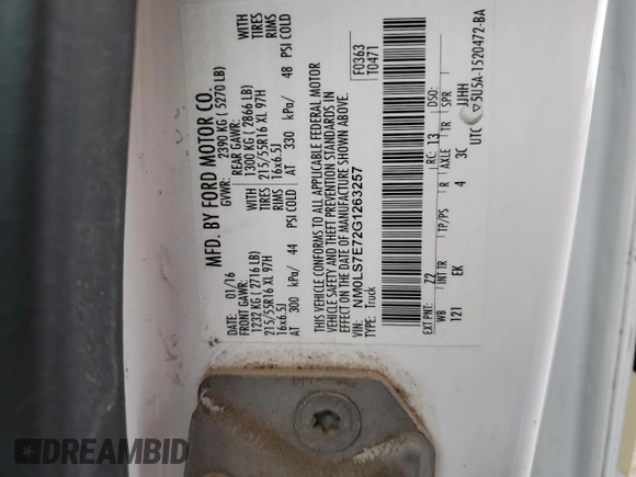 2016 Ford Transit Connect XL z VIN NM0LS7E72G1263257, wystawiony jako Copart lot #52722055 z przebiegiem Nie podano mil oraz Szkoda całkowita • Salvage title. Historia ofert i sprzedaży dostępna na DreamBid. Obrazek 12.