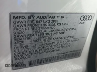 2019 Audi Q8 Premium with VIN WA1AVAF17KD015015, listed as a Copart auction lot 59841555 with 49,977 mi miles and Non repairable. Bid and sale history available at DreamBid. Image 14.