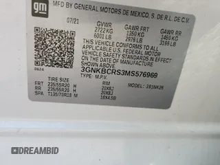 2021 Chevrolet Blazer LT с VIN 3GNKBCRS3MS576969, выставлен на аукционе Copart как лот 60418185 с пробегом 52 771 миль миль и Списание • Salvage title. История ставок и продаж доступна на DreamBid. Изображение 13.