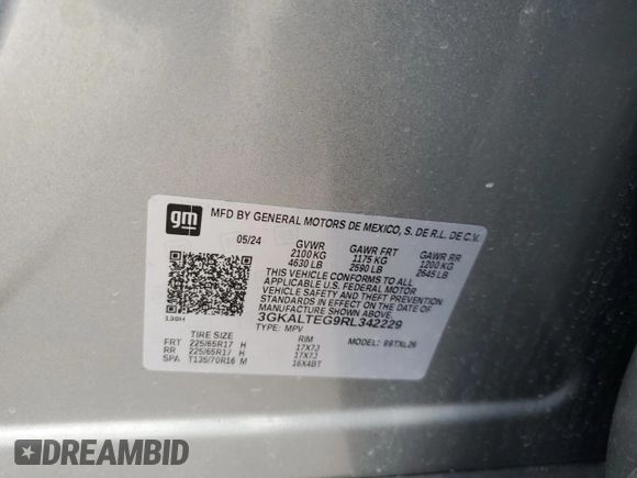 2024 GMC Terrain SLE with VIN 3GKALTEG9RL342229, listed as a Copart auction lot 55255115 with 31,492 mi miles and Clean Title. Bid and sale history available at carsss.com. Image 13.