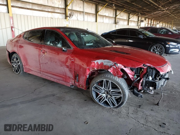 2022 Kia Stinger GT1 with VIN KNAE45LC5N6111464, listed as a Copart auction lot 86928064 with 20,594 mi miles and Salvage Title. Bid and sale history available at DreamBid. Image 4.