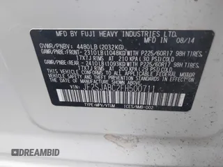 2015 Subaru Forester 2.5i with VIN JF2SJABC2FH500711, listed as a IAAI auction lot 41954756 with 174,698 mi miles. Bid and sale history available at carsss.com. Image 9.
