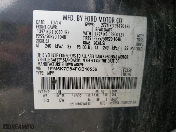 2015 Ford Explorer XLT with VIN 1FM5K7D84FGB18556, listed as a Copart auction lot 53087235 with 156,904 mi miles and Salvage Title. Bid and sale history available at carsss.com. Image 13.