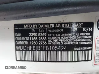 2015 Mercedes-Benz E 350 Luxury with VIN WDDHF8JB1FB105424, listed as a IAAI auction lot 42007986 with 122,308 mi miles and . Bid and sale history available at DreamBid. Image 9.