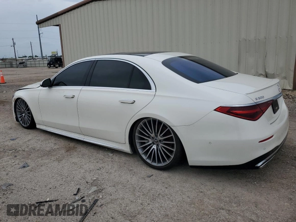 2022 Mercedes-Benz S 500 with VIN W1K6G6DBXNA166392, listed as a Copart auction lot 55101565 with 19,276 mi miles and Clean Title. Bid and sale history available at DreamBid. Image 2.