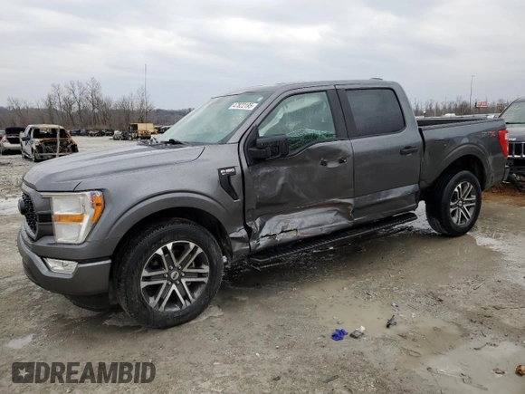 2021 Ford F-150 XL with VIN 1FTEW1CP1MFA48094, listed as a Copart auction lot 47822195 with 56,506 mi miles and Salvage Title. Bid and sale history available at carsss.com. Image 1.