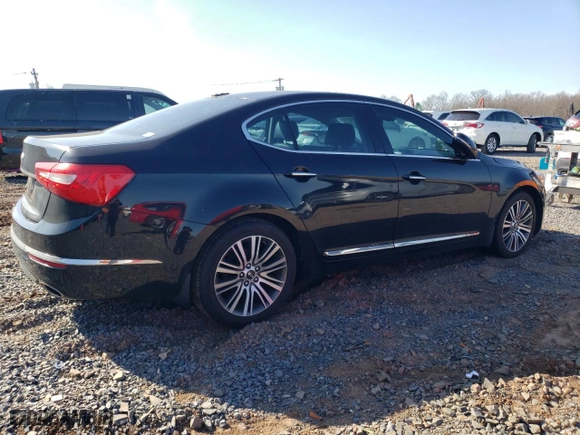 2014 Kia Cadenza Premium with VIN KNALN4D75E5125547, listed as a Copart auction lot 48724215 with 164,755 mi miles and Salvage Title. Bid and sale history available at carsss.com. Image 3.