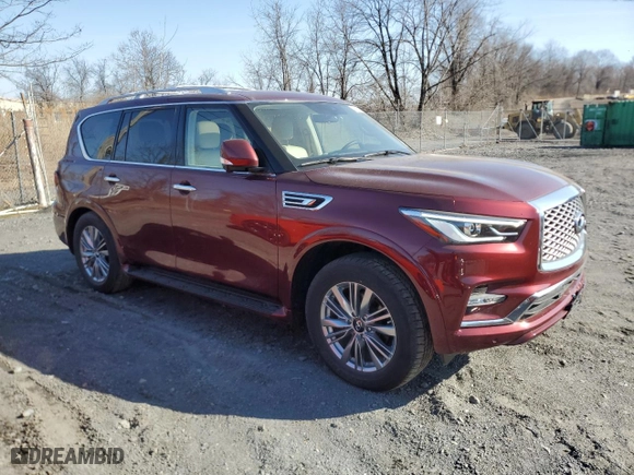 2021 Infiniti QX80 LUXE with VIN JN8AZ2AE5M9272842, listed as a Copart auction lot 48913205 with 31,001 mi miles and Salvage Title. Bid and sale history available at carsss.com. Image 4.