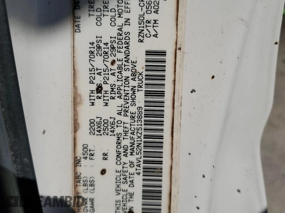 1999 Toyota Tacoma z VIN 4TAVL52N1XZ513889, wystawiony jako Copart lot #50007235 z przebiegiem 225 799 mil mil oraz Szkoda całkowita • Salvage title. Historia ofert i sprzedaży dostępna na DreamBid. Obrazek 12.