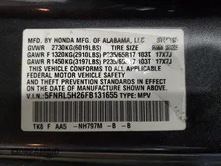 2015 Honda Odyssey LX with VIN 5FNRL5H26FB131655, listed as a Copart auction lot 45963365 with 214,535 mi miles and Clean Title. Bid and sale history available at carsss.com. Image 13.