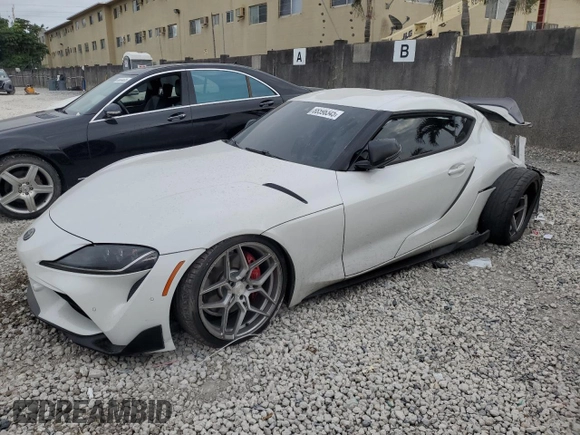 2021 Toyota GR Supra 3.0 with VIN WZ1DB0C02MW036476, listed as a Copart auction lot 88596345 with 47,682 mi miles and Salvage Title. Bid and sale history available at carsss.com. Image 1.